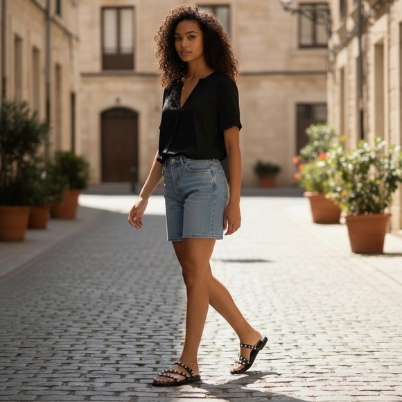 STEVE MADDEN 8 Black Stud Crystal Pearl Zaidy Sandals R $89 - Picture 2 of 8